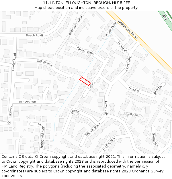 11, LINTON, ELLOUGHTON, BROUGH, HU15 1FE: Location map and indicative extent of plot