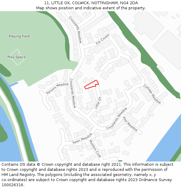 11, LITTLE OX, COLWICK, NOTTINGHAM, NG4 2DA: Location map and indicative extent of plot