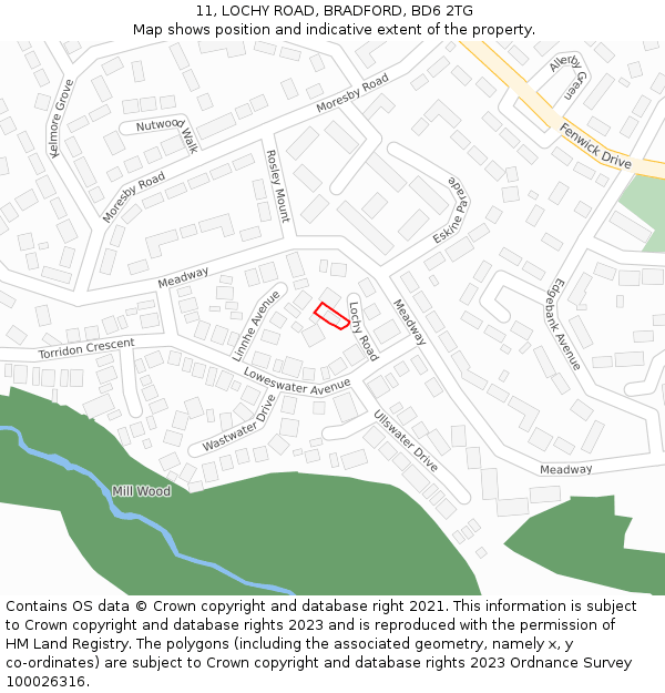 11, LOCHY ROAD, BRADFORD, BD6 2TG: Location map and indicative extent of plot