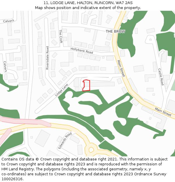 11, LODGE LANE, HALTON, RUNCORN, WA7 2AS: Location map and indicative extent of plot