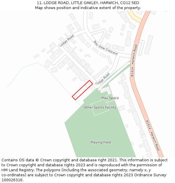 11, LODGE ROAD, LITTLE OAKLEY, HARWICH, CO12 5ED: Location map and indicative extent of plot