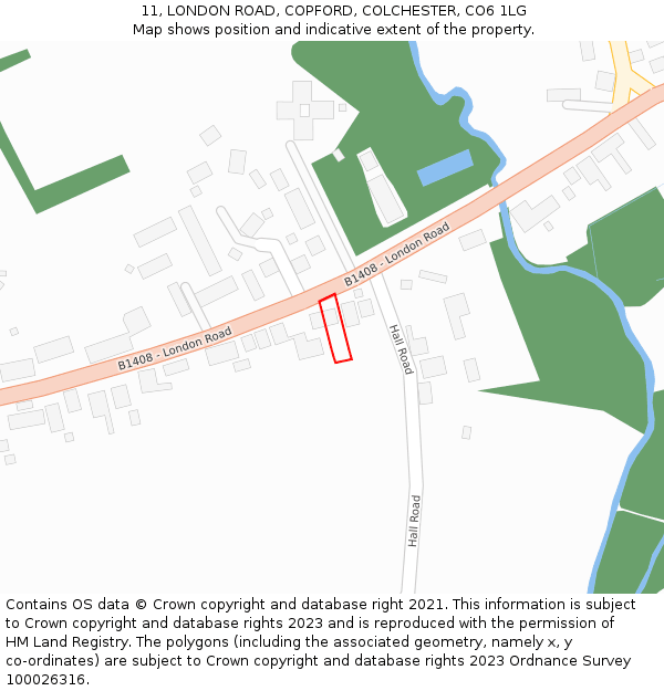 11, LONDON ROAD, COPFORD, COLCHESTER, CO6 1LG: Location map and indicative extent of plot