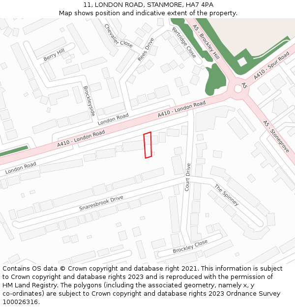 11, LONDON ROAD, STANMORE, HA7 4PA: Location map and indicative extent of plot