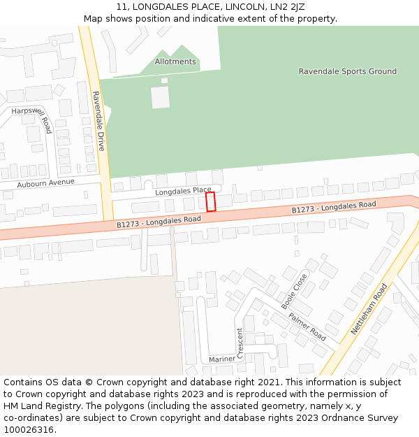 11, LONGDALES PLACE, LINCOLN, LN2 2JZ: Location map and indicative extent of plot