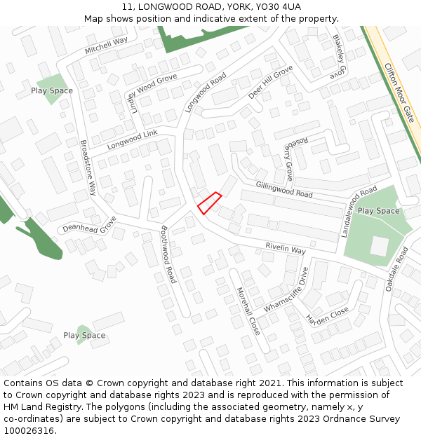 11, LONGWOOD ROAD, YORK, YO30 4UA: Location map and indicative extent of plot