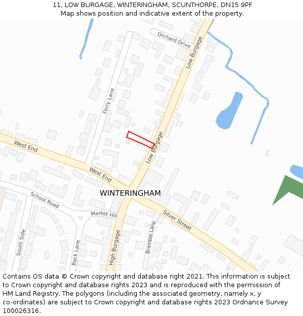 11, LOW BURGAGE, WINTERINGHAM, SCUNTHORPE, DN15 9PF: Location map and indicative extent of plot
