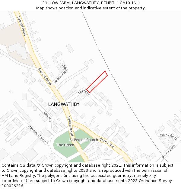 11, LOW FARM, LANGWATHBY, PENRITH, CA10 1NH: Location map and indicative extent of plot