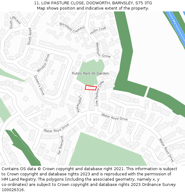 11, LOW PASTURE CLOSE, DODWORTH, BARNSLEY, S75 3TG: Location map and indicative extent of plot