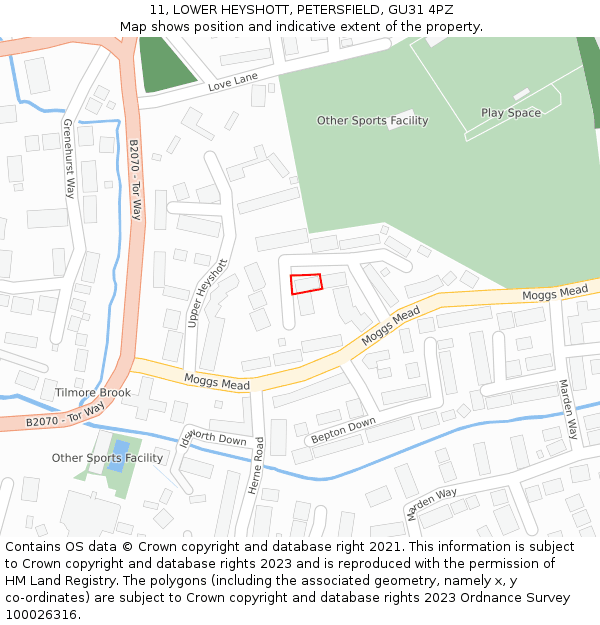 11, LOWER HEYSHOTT, PETERSFIELD, GU31 4PZ: Location map and indicative extent of plot