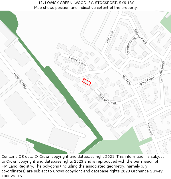 11, LOWICK GREEN, WOODLEY, STOCKPORT, SK6 1RY: Location map and indicative extent of plot