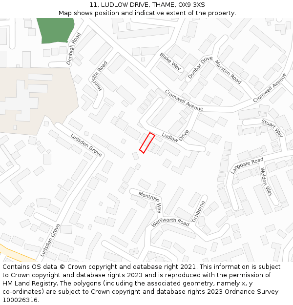 11, LUDLOW DRIVE, THAME, OX9 3XS: Location map and indicative extent of plot