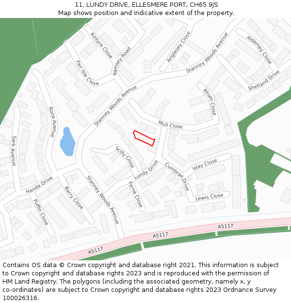 11, LUNDY DRIVE, ELLESMERE PORT, CH65 9JS: Location map and indicative extent of plot