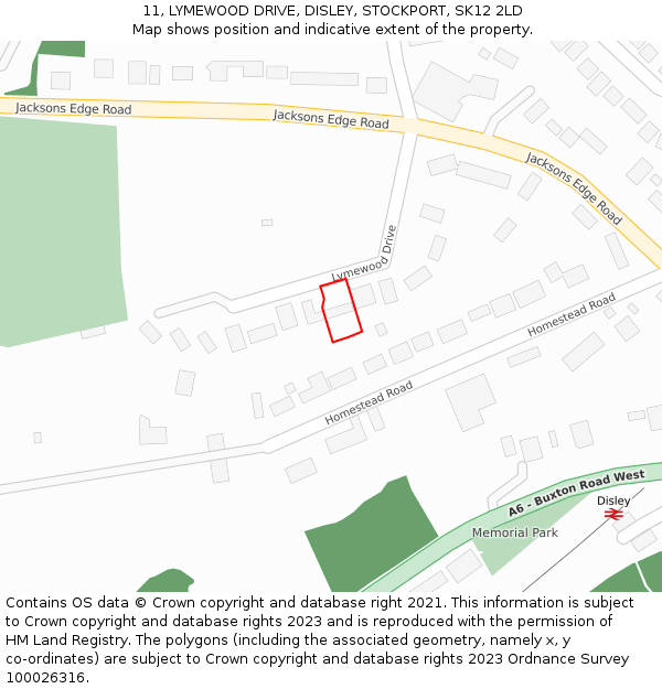 11, LYMEWOOD DRIVE, DISLEY, STOCKPORT, SK12 2LD: Location map and indicative extent of plot