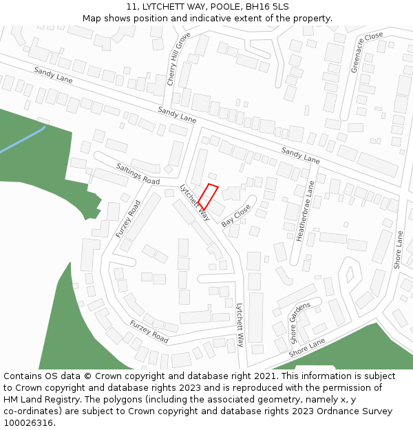 11, LYTCHETT WAY, POOLE, BH16 5LS: Location map and indicative extent of plot