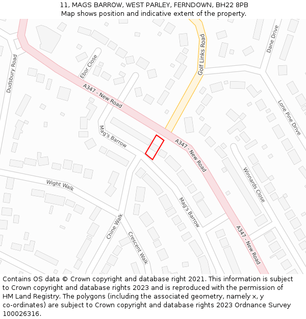11, MAGS BARROW, WEST PARLEY, FERNDOWN, BH22 8PB: Location map and indicative extent of plot