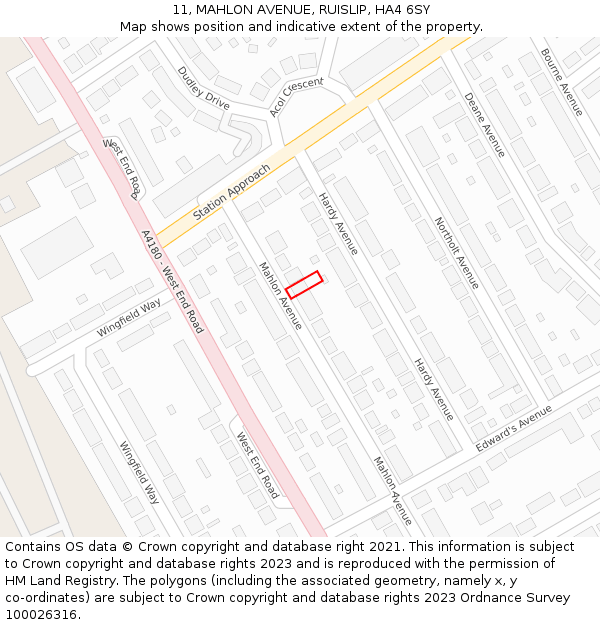 11, MAHLON AVENUE, RUISLIP, HA4 6SY: Location map and indicative extent of plot