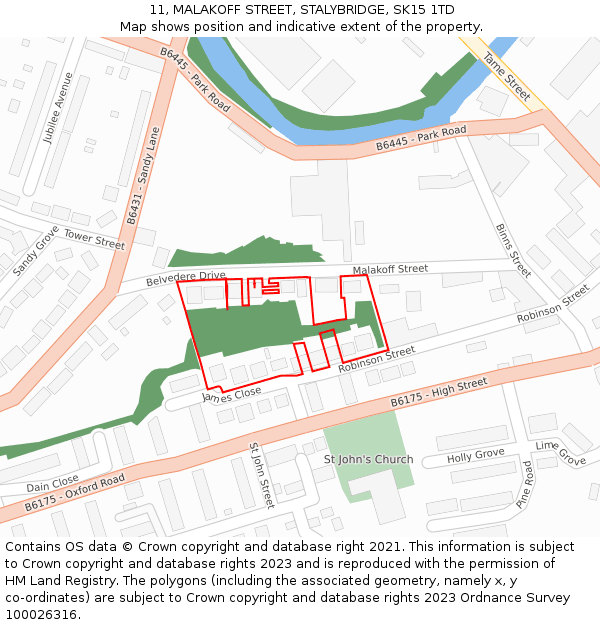 11, MALAKOFF STREET, STALYBRIDGE, SK15 1TD: Location map and indicative extent of plot