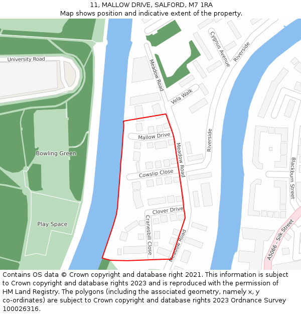 11, MALLOW DRIVE, SALFORD, M7 1RA: Location map and indicative extent of plot