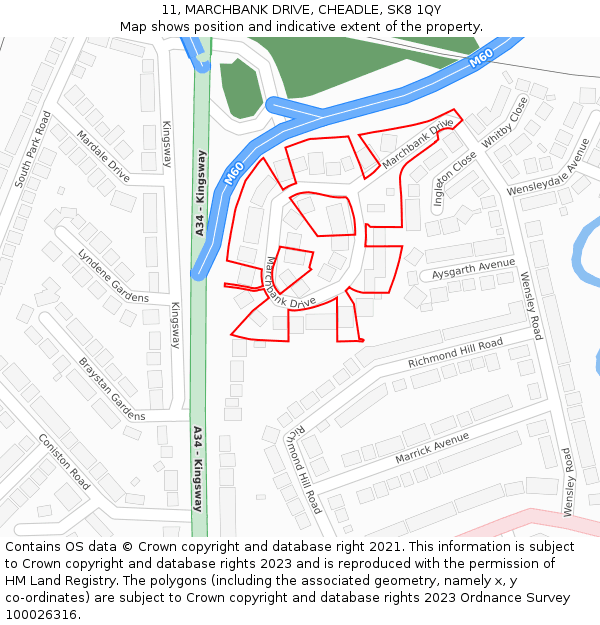 11, MARCHBANK DRIVE, CHEADLE, SK8 1QY: Location map and indicative extent of plot