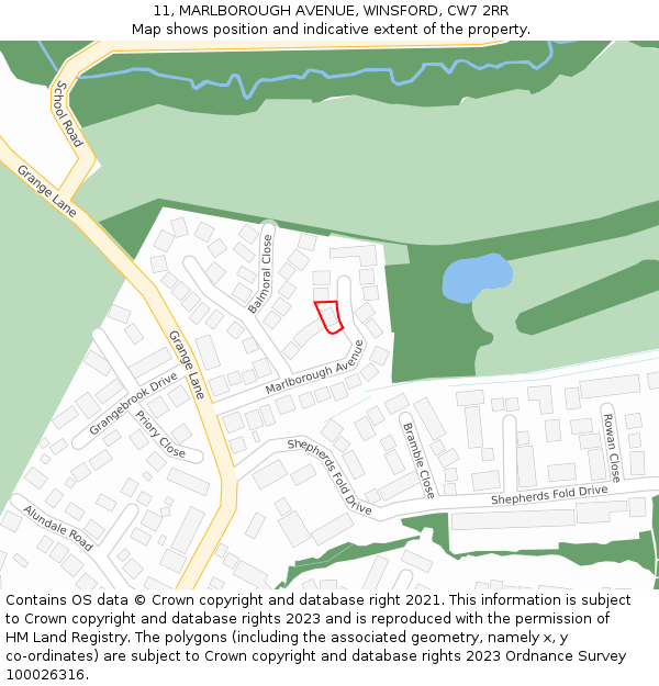 11, MARLBOROUGH AVENUE, WINSFORD, CW7 2RR: Location map and indicative extent of plot