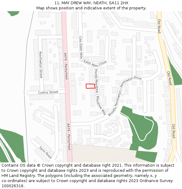 11, MAY DREW WAY, NEATH, SA11 2HX: Location map and indicative extent of plot