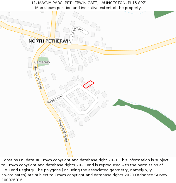 11, MAYNA PARC, PETHERWIN GATE, LAUNCESTON, PL15 8PZ: Location map and indicative extent of plot