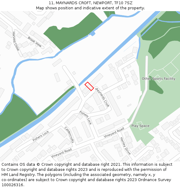 11, MAYNARDS CROFT, NEWPORT, TF10 7SZ: Location map and indicative extent of plot