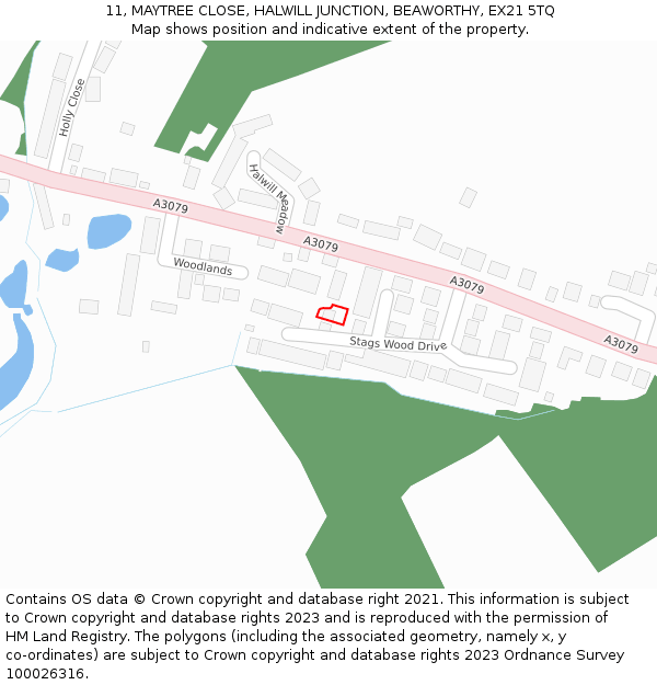 11, MAYTREE CLOSE, HALWILL JUNCTION, BEAWORTHY, EX21 5TQ: Location map and indicative extent of plot