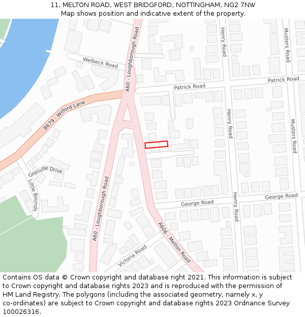 11, MELTON ROAD, WEST BRIDGFORD, NOTTINGHAM, NG2 7NW: Location map and indicative extent of plot