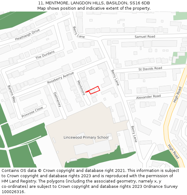 11, MENTMORE, LANGDON HILLS, BASILDON, SS16 6DB: Location map and indicative extent of plot