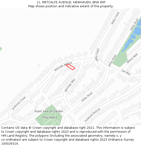 11, METCALFE AVENUE, NEWHAVEN, BN9 9XP: Location map and indicative extent of plot