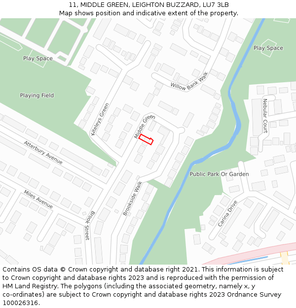 11, MIDDLE GREEN, LEIGHTON BUZZARD, LU7 3LB: Location map and indicative extent of plot