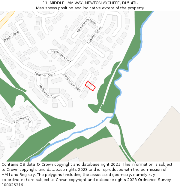 11, MIDDLEHAM WAY, NEWTON AYCLIFFE, DL5 4TU: Location map and indicative extent of plot