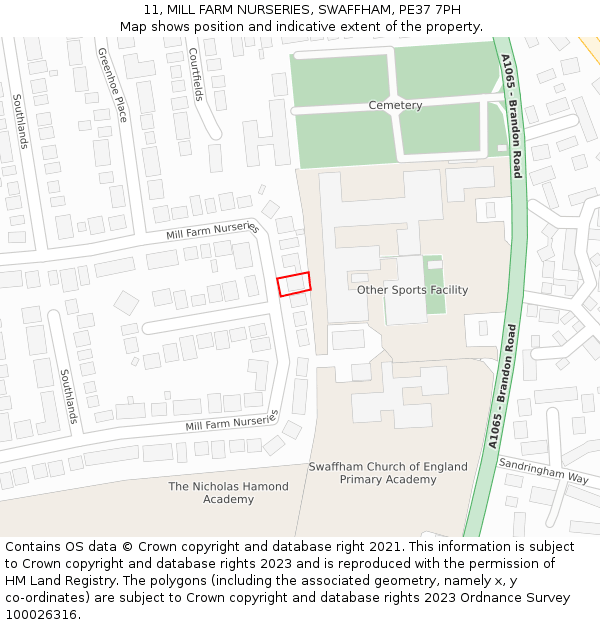 11, MILL FARM NURSERIES, SWAFFHAM, PE37 7PH: Location map and indicative extent of plot