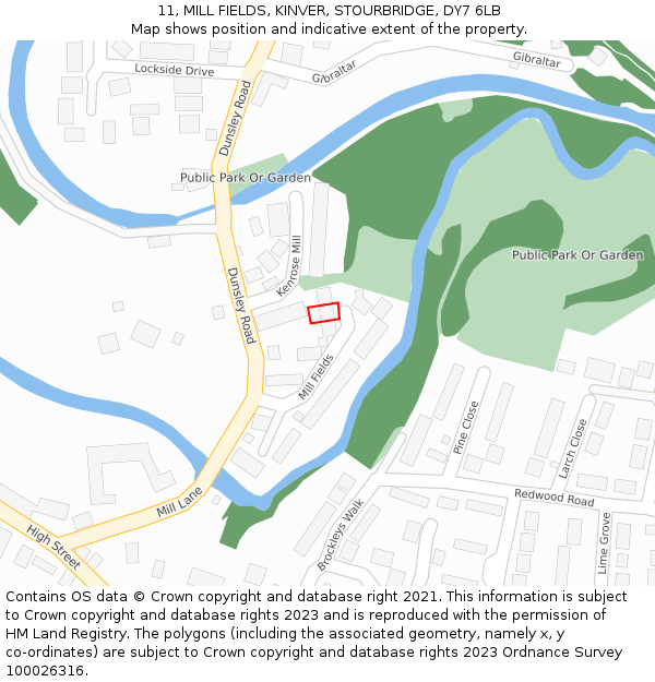 11, MILL FIELDS, KINVER, STOURBRIDGE, DY7 6LB: Location map and indicative extent of plot