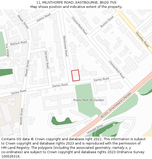 11, MILNTHORPE ROAD, EASTBOURNE, BN20 7NS: Location map and indicative extent of plot