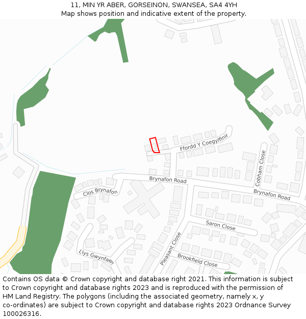 11, MIN YR ABER, GORSEINON, SWANSEA, SA4 4YH: Location map and indicative extent of plot