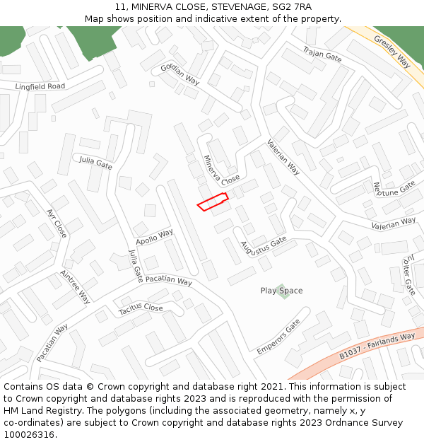 11, MINERVA CLOSE, STEVENAGE, SG2 7RA: Location map and indicative extent of plot