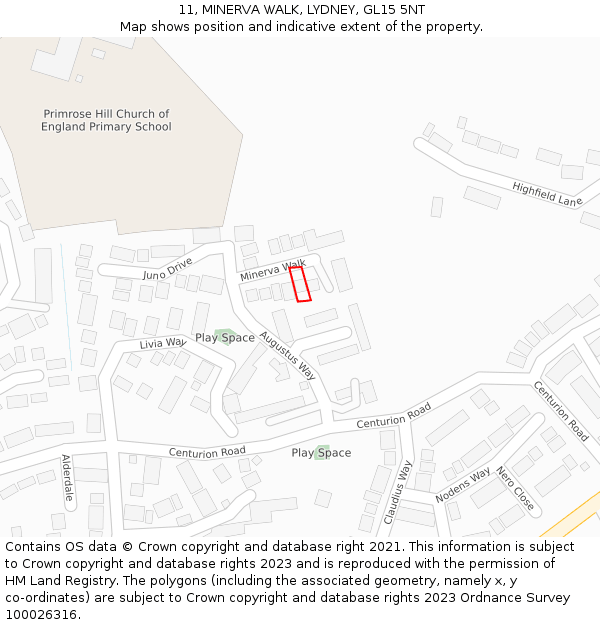 11, MINERVA WALK, LYDNEY, GL15 5NT: Location map and indicative extent of plot