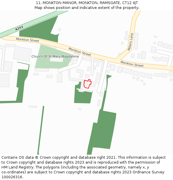 11, MONKTON MANOR, MONKTON, RAMSGATE, CT12 4JT: Location map and indicative extent of plot