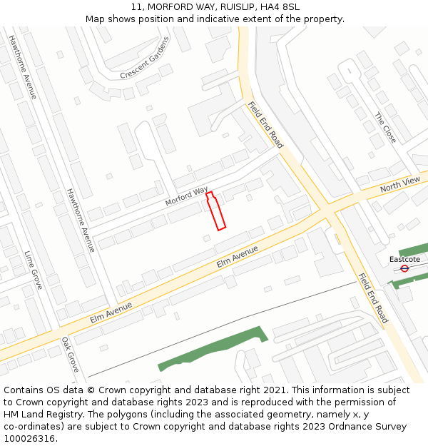 11, MORFORD WAY, RUISLIP, HA4 8SL: Location map and indicative extent of plot