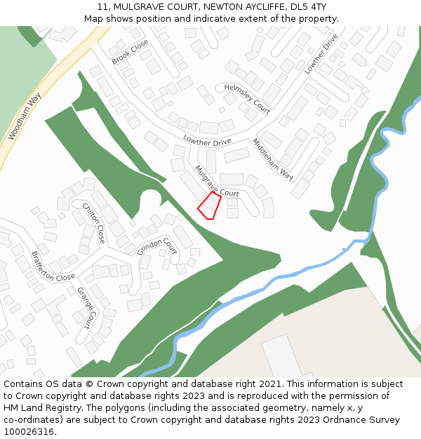 11, MULGRAVE COURT, NEWTON AYCLIFFE, DL5 4TY: Location map and indicative extent of plot