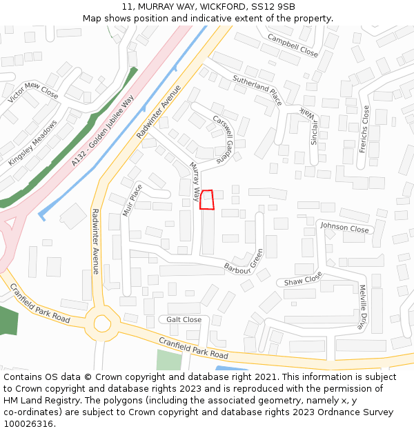 11, MURRAY WAY, WICKFORD, SS12 9SB: Location map and indicative extent of plot