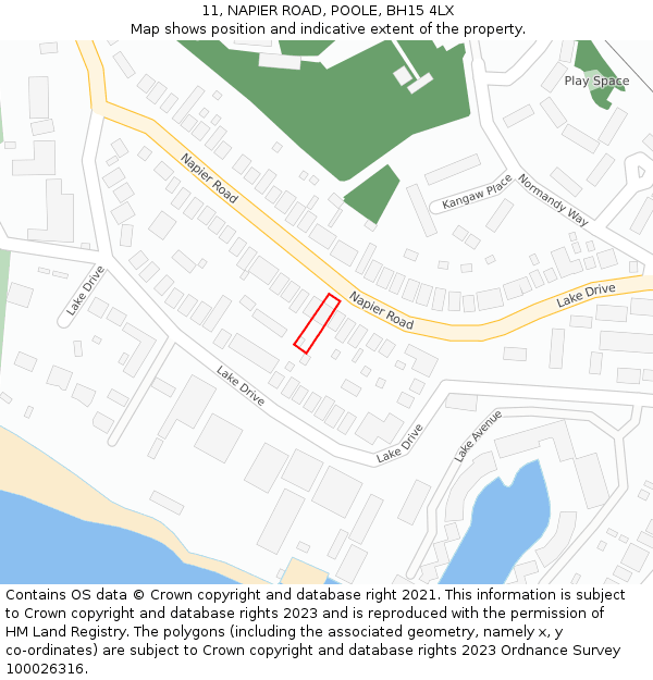 11, NAPIER ROAD, POOLE, BH15 4LX: Location map and indicative extent of plot
