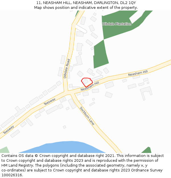 11, NEASHAM HILL, NEASHAM, DARLINGTON, DL2 1QY: Location map and indicative extent of plot