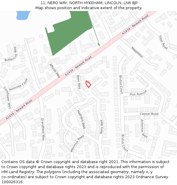 11, NERO WAY, NORTH HYKEHAM, LINCOLN, LN6 8JP: Location map and indicative extent of plot