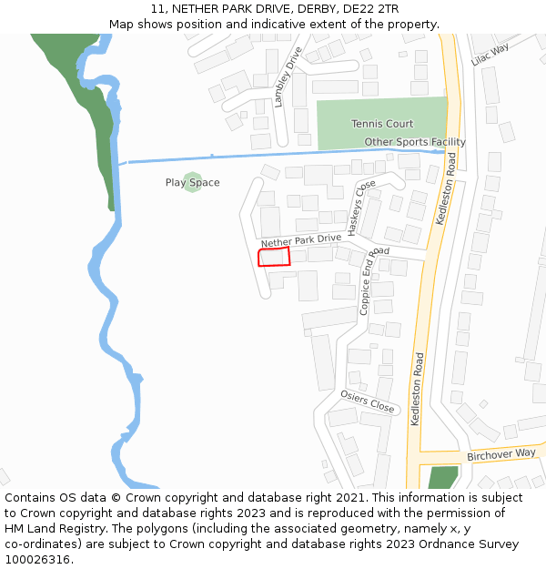 11, NETHER PARK DRIVE, DERBY, DE22 2TR: Location map and indicative extent of plot