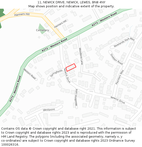 11, NEWICK DRIVE, NEWICK, LEWES, BN8 4NY: Location map and indicative extent of plot