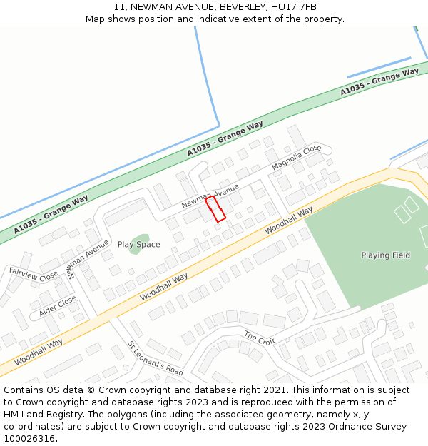 11, NEWMAN AVENUE, BEVERLEY, HU17 7FB: Location map and indicative extent of plot