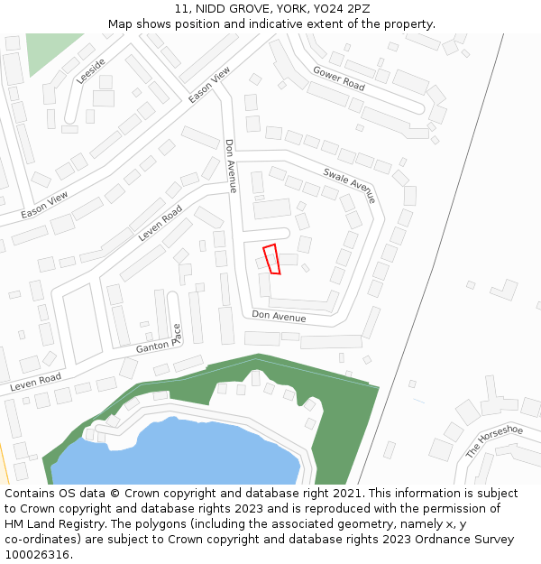 11, NIDD GROVE, YORK, YO24 2PZ: Location map and indicative extent of plot